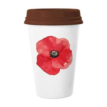 Imagem de Caneca de milho com pintura de flor vermelha aquarela caneca de café copo de cerâmica