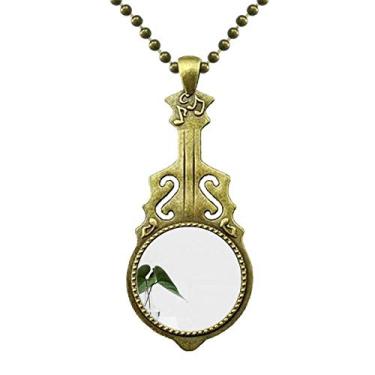 Imagem de DIYthinker Simpol Colar com foto natureza de folhas verdes com pingente de violão antigo