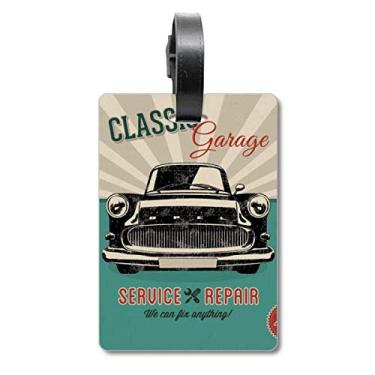 Imagem de Bolsa de viagem preta clássica com estampa de carros, etiqueta para cartão de bagagem