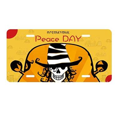 Imagem de DIYthinker Marcador de caveira chapéu de feiticeiro Halloween placa placa etiqueta decoração carro dia da paz