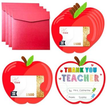 Imagem de JUESMOS Pacote com 4 cartões de presente de agradecimento do professor porta-cartões de presente para professores dinheiro e cartões de presente para professores Apple Gift Card para agradecimento de
