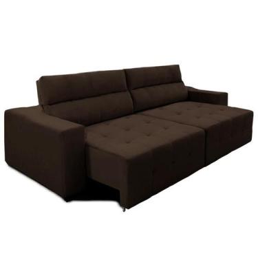 Imagem de Sofá Top Lubeck 3 Lugares 290 cm Reclinável e Retrátil Suede Marrom - 