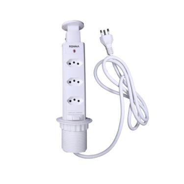 Imagem de Torre de Tomadas Multiplug 3 Tomadas Branco Renna - Bkouen