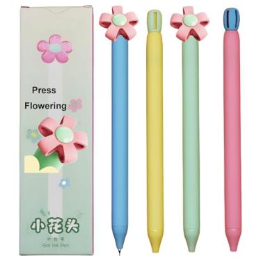Imagem de Maydahui 8 canetas criativas deformáveis com cabeça de flor pequena, retráteis, fofas, canetas de gel de 0,5 mm, tinta preta para meninas, mulheres, escola, escritório, lembrancinhas de festa