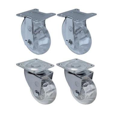 Imagem de Kit 4 un roda rodízio fixo e giratório gel 2 pol 50mm móveis - AJAX
