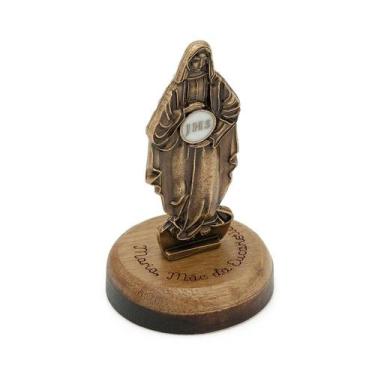 Imagem de Adorno Pedestal de Nossa Senhora das Graças Eucarístico em Madeira 6cm