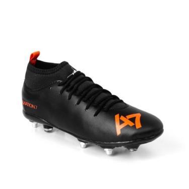 Imagem de Chuteira Campo Profissional com trava mistas de alumínio futebol grama