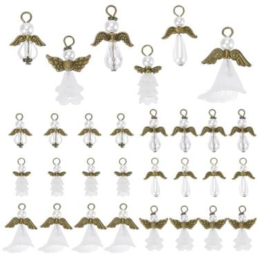 Imagem de PH PandaHall 48 peças 6 estilos pingentes de asa de anjo branco anjo guardião amuletos de boa sorte lembrancinha de festa lembrança de casamento pingente chaveiro pingente para fabricação de joias 0,9