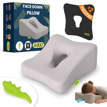 Imagem de JEBOLT Travesseiro virado para baixo para mesa de massagem, apoio de cabeça para cama e cadeira portátil - travesseiro de rosto para dormir no estômago, suporte de rosto para spa e cama