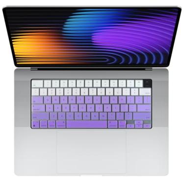 Imagem de Allinside Capa para teclado MacBook Pro 35.6 cm/40.6 cm (M2/M3/M4, 2021–2025) e Air 33.0 cm/38.1 cm (M1/M2/M3/M4 Pro/Max, 2022–2025), protetor de teclado para laptop, layout ANSI dos EUA, roxo ombré