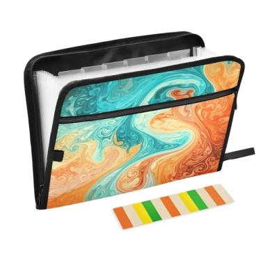 Imagem de Wassud Arte abstrata (2) Pasta organizadora de arquivos de papel A4 com etiquetas e pasta de arquivo expansível com 13 bolsos