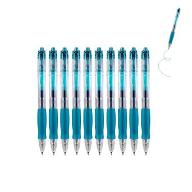 Imagem de GZBABY Caneta de gel retrátil, 10 peças, caneta esferográfica de ponta fina para escrever colorir, 0,5 mm, tinta verde turquesa