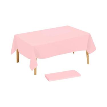 Imagem de Toalha De Mesa Plástica Rosa 183x137cm Para Decoração De Casamento E A