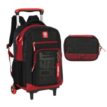 Imagem de Kit Mochila Carrinho e Estojo Youtuber Enaldinho - Luxcel, Preto