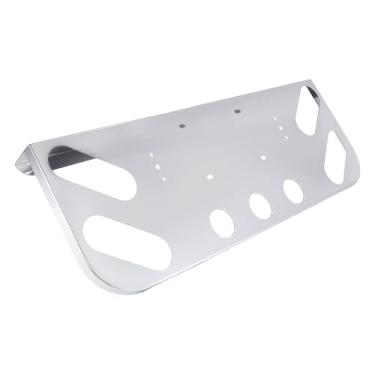 Imagem de PRINIC Painel de luz traseira de aço inoxidável para semi-caminhão com quatro ovais de luz e três recortes redondos de luz, painel de luz traseira, prata