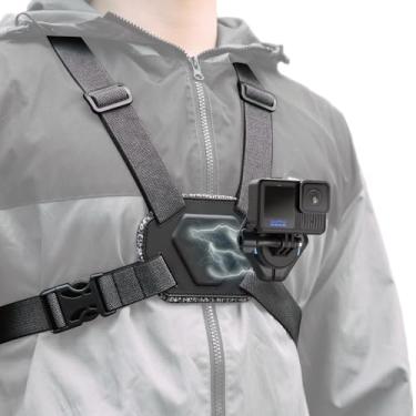 Imagem de SUREWO Peitoral magnético atualizado para montagem no corpo da correia compatível com Go Pro Hero 13/12/11/10/9/8/7 preto, DJI Osmo Action 5 Pro/4/3/2, AKASO e mais - mais confortável e amigável à