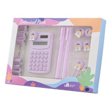 Imagem de Calculadora Básica Suprimentos de Escritório Materiais Bonitos com Grampo Papel Cauda Longa Canetas Marca-página Pino Parede para Organização Papéis Livro Matemática Escola Casa Sala