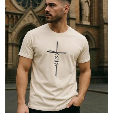 Imagem de Camisa Camiseta Masculina Jesus Cristo Religião Cristã Cruz Deus Igrej