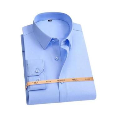 Imagem de Camisa Masculina De Manga Longa Em Fibra De Bambu Preta 5XL 6XL 7XL 8X