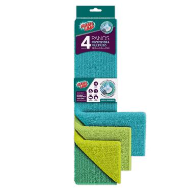 Imagem de Pano Microfibra Multiuso Flash Limp 4 Peças 35x40cm Alta Absorção