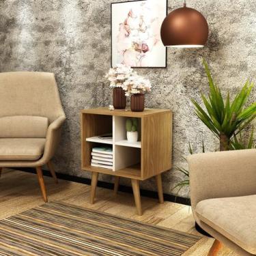Imagem de Mesa de Apoio Lateral 4 Nichos E1720 Bege - Tecno Mobili
