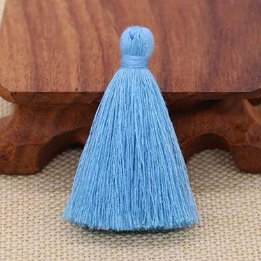 Imagem de 10 peças 5 cm poliéster algodão borla pingentes de franja artesanato DIY brincos jóias bolsa de vestuário têxteis para casa componentes de acabamento de franja, 14 lago azul