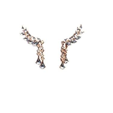 Imagem de Brincos pendentes de strass para noivas estilo vintage antigo melindrosa Art Deco em tom dourado