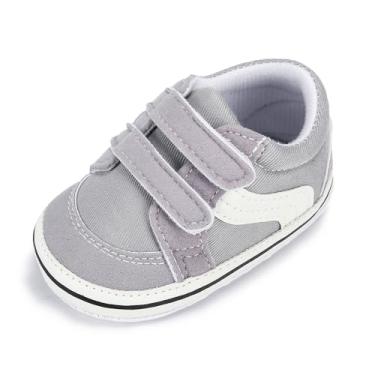 Imagem de Clowora Unsex Sapatos de lona para meninos e meninas, recém-nascidos, antiderrapante, sola macia, para berço, tênis casual para bebês e crianças pequenas, 031/Cinza, 3-6 Meses