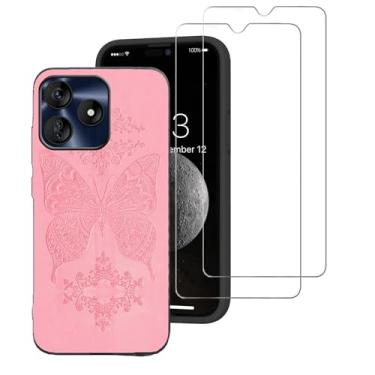 Imagem de DAMONDY Capa para BLU G64L com 2 protetores de tela, capas de telefone com borboleta de flor para mulheres e meninas, capa completa de TPU macio à prova de choque para BLU G64L - Rosa