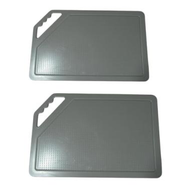 Imagem de Tábua De Carne De Plástico Antiderrapante Grande 30cmx20cm Para Churrasco E Cozinha(Kit 2 cinza)