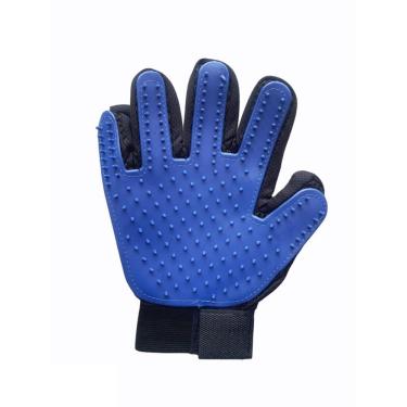 Imagem de Escova Luva Tira Pelo Cachorro E Gato Pet Pente Pinos Azul