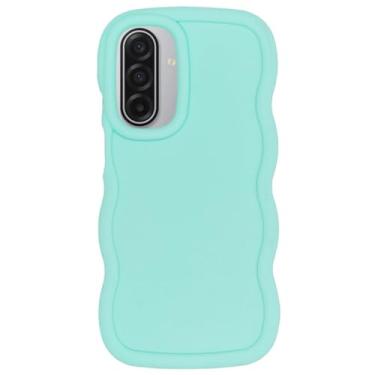 Imagem de WOGROO Capa fina para Samsung Galaxy A17 5G, moldura ondulada, capa protetora fina de TPU macio para mulheres, ciano claro