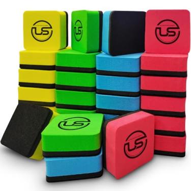 Imagem de Borrachas apagáveis a seco, pacote com 24 mini borrachas magnéticas para quadro branco, apagador a seco, mini limpadores de lousa para sala de aula, escola, casa e escritório