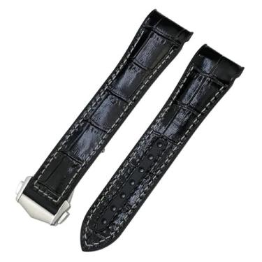 Imagem de SRDRK Pulseira de couro de 21 mm na parte inferior de borracha para relógio Omega Seamaster Planet Ocean 600M 215.33, fivela de implantação, 21mm, Ágata