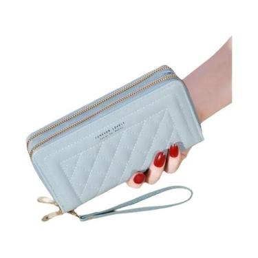 Imagem de Carteira Feminina Longa Com Franjas, Dupla Zíper, Clutch De Couro PU, 