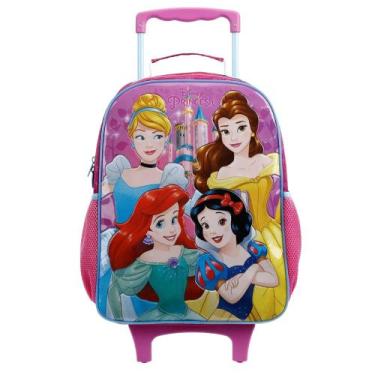 Imagem de Mochila Escolar Rodinhas Infantil Princesas com Glitter Tamanho G 16 M