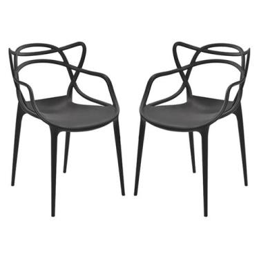 Imagem de Conjunto 2 Cadeiras Allegra Com Encosto 53 X 82 Cm Polipropileno Preto