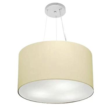 Imagem de Lustre Pendente Cilíndrico Cúpula Tecido 45x30 cm, Vivare Iluminação, Pendente4187 LA, Algodão Cru, Médio