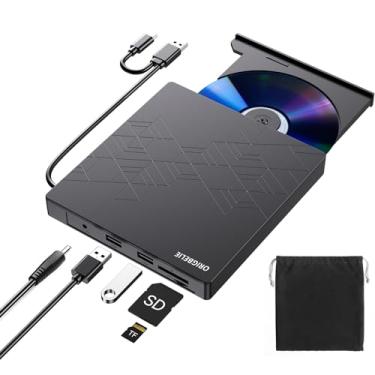 Imagem de ORIGBELIE Unidade Externa de DVD/CD USB 3.0 Tipo C, Gravador e Leitor ROM +/-RW Com Adaptador Para Laptop, PC, Desktop, Compatível Com Mac Windows Linux