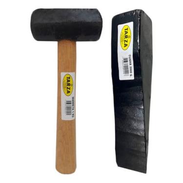 Imagem de Marreta 1kg + Cunha 2kg Forjada Tarza Kit