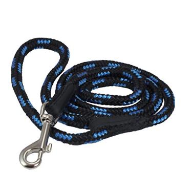 Imagem de Coleira para cachorro Dogs My Love de 1,82 m de comprimento trançada com cordas azuis e pretas de 6 tamanhos (pequeno: 1,82 m de comprimento; 8 mm de diâmetro)