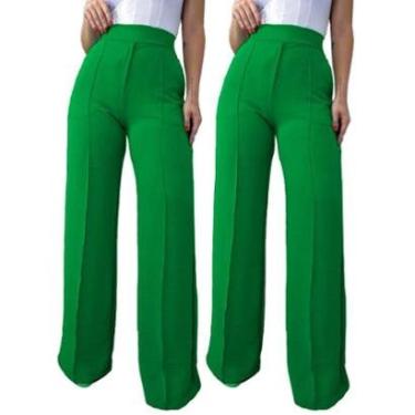 Imagem de Kit 02 Calça Feminina Pantalona Tecido Duna Atacado-Feminino