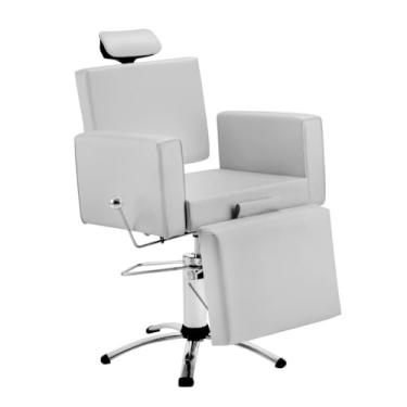 Imagem de Cadeira Cabelereiro Barbeiro Maquiagem Poltrona Reclinável Class Salão de Beleza Estofados Perola