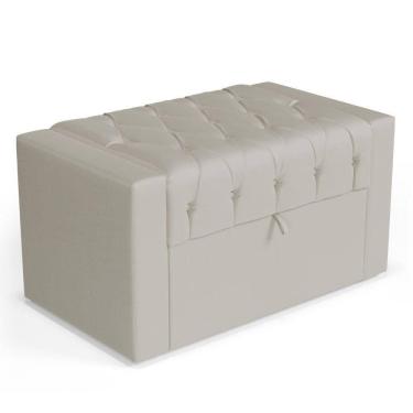 Imagem de Calçadeira Báu Solteiro Atena 90cm Capitonê Sintético Bege - Desk Design