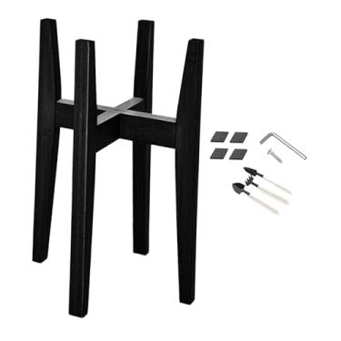 Imagem de ＡＷＨＡＯ Suporte ajustável para vasos de flores Suporte para plantas de meados do século para sala de estar, preto