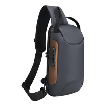 Imagem de Colaxi Moda masculina saco de peito crossbody mochila mochila de ombro à prova dwaterproof água saco de peito mochila caminhadas para fitness ao ar livre, Ouro Cinzento