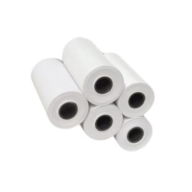 Imagem de harayaa Papel de impressora para mini impressora de etiquetas, papel de impressão de adesivos para crianças, lição de casa, diário, textos de fotos, código de barras, branco térmico, 5 peças