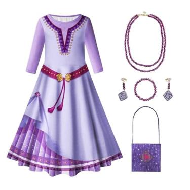Imagem de A_sha Fantasia Meninas Vestido Roxo Cosplay Roupas Crianças Natal Aniversário Festa Vestido 3-10 anos