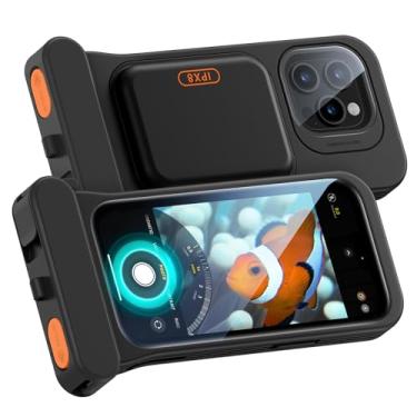 Imagem de ESR Bolsa de telefone flutuante à prova d'água IPX8 para iPhone 15 Pro/14 Pro/13 Pro, sensibilidade ao toque subaquático, com cordão, bolsa seca para mergulho com snorkel, 2 peças, Preto