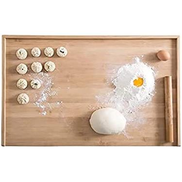 Imagem de Tábua De Confeitar De Bambu, Tábua De Macarrão Extra Grande, Tábua De Cortar Reversível, Tábua De Cortar Para Cozinha, Para Amassar Massa, Macarrão, Torta, Pizza, Pão, Com 3 Lábios Altos,50 X 35 X